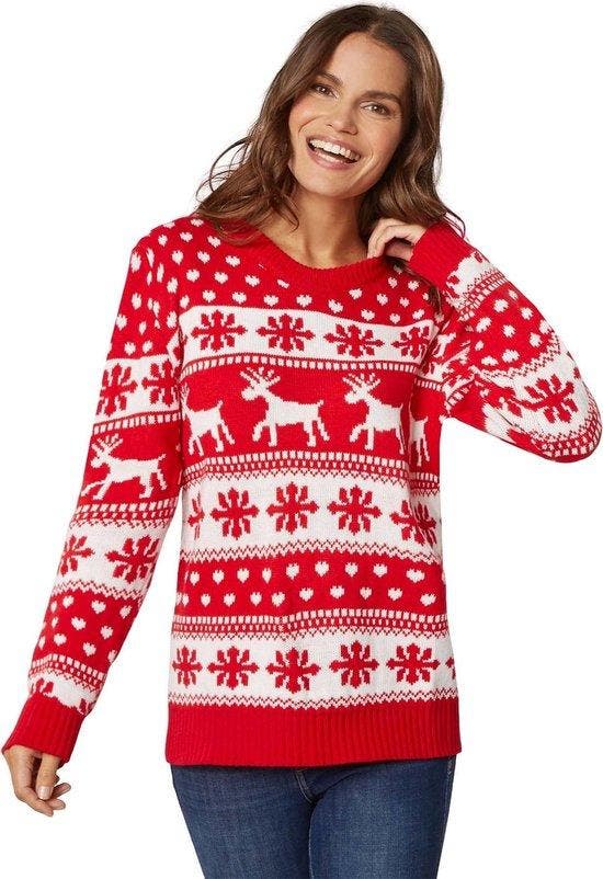 2dekans | Dressforfun Kersttrui wintertoverpracht rood-wit, Diversen, Kerst, Ophalen of Verzenden