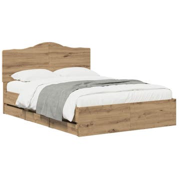 vidaXL Bed Frame with Storage and Headboard Artisan Oak 140, Verzenden, Nieuw