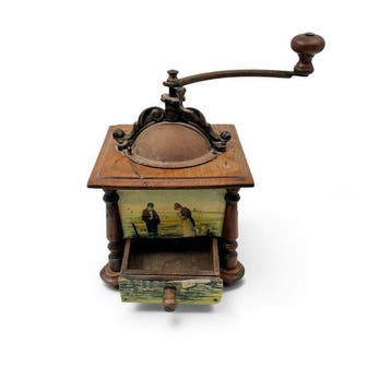 Koffiemolen - Hout, Metaal - Handkoffiemolen, Antiek en Kunst