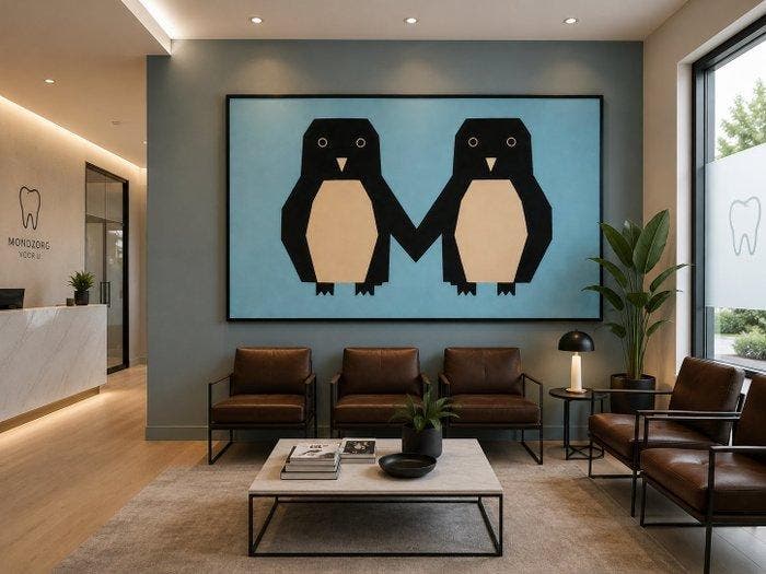 Hamelink - Together Penguins, Antiek en Kunst, Kunst | Schilderijen | Modern