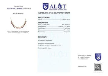 Zonder minimumprijs - Halsketting Zilver - Garnet -, Nieuw
