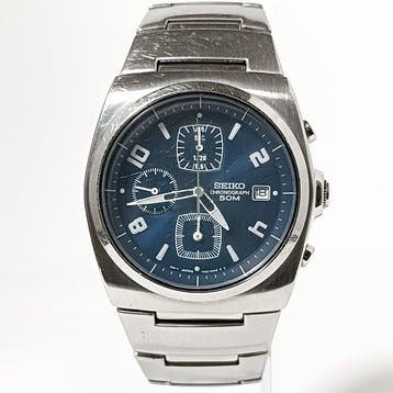 Seiko - Chronograph – Blue Dial – Square Stainless Steel