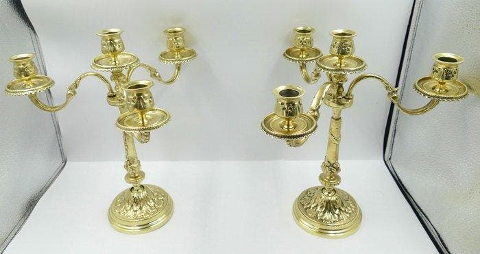 Kandelaber (2) - Verguld brons - Napoléon III, Antiquités & Art, Curiosités & Brocante