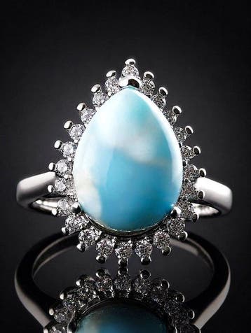 Peervormige Larimar-ring - 925 sterlingzilver Cadeau voor