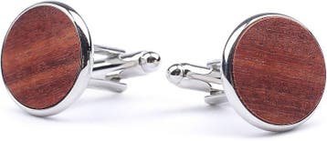 Manchetknoop Rose Wood Zilver maat  Heren, Handtassen en Accessoires, Manchetknopen, Verzenden, Nieuw