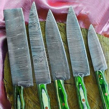 Keukenmes - Kitchen knife set - 604 - Staal, Hout - Azië -