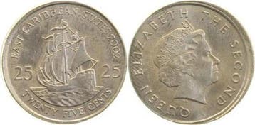 25 Cent Fehlpraegung 25 C Ostkaribische Staaten 2002 ohne..., Verzenden, België