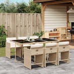vidaXL 7-delige Tuinset met kussens poly rattan beige, Verzenden, Nieuw, Tuinset