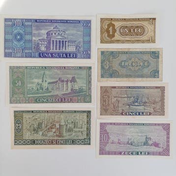 Roemenië. - 1, 3, 5, 10, 25, 50, 100 Lei - Various Dates