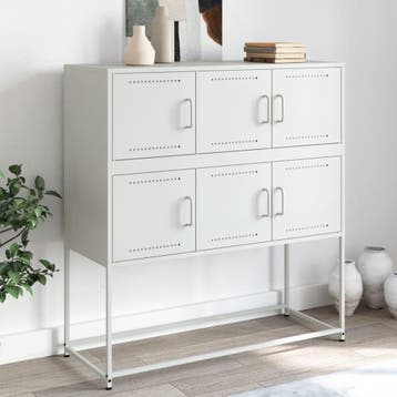 vidaXL Dressoir 100,5x39x107 cm staal wit, Verzenden, Nieuw