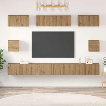 vidaXL Tv-meubelset 8 st Artisan Eiken Bewerkt hout, Verzenden