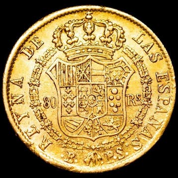 Espagne. Isabelle II. 80 Reales Barcelona. 1839. Ensayador