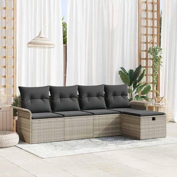 vidaXL Tuinbank Set 5 st Poly rattan, Verzenden