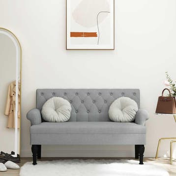 vidaXL Bankje met rugleuning 120x62x75,5 cm stof lichtgrijs, Verzenden
