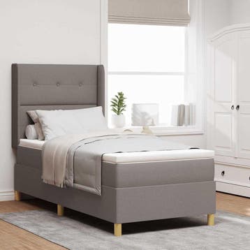 vidaXL Boxspring bed met hoofdeinde Taupe 90 x 190 cm Stof, Verzenden