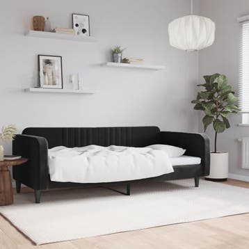 Slaapbank 90x200 Zwart | 52% Retour Deal, 90 cm, Eenpersoons, Verzenden, Zwart