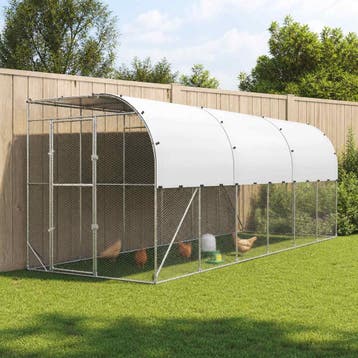 vidaXL Kippenhok Tegen de Muur zilver 600 x 150 x 215 cm, Verzenden, Nieuw