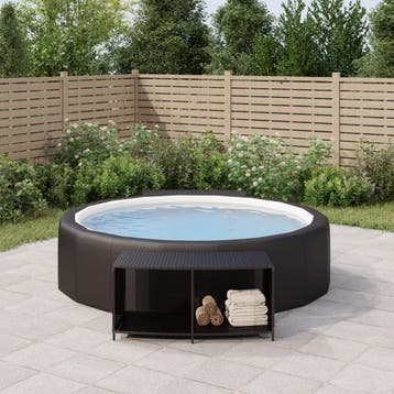vidaXL Opbergschappen 2 st poly rattan zwart, Verzenden