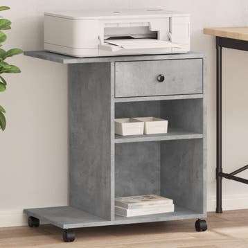 vidaXL Printerkastje met wielen 60x40x68,5 cm betongrijs, Verzenden