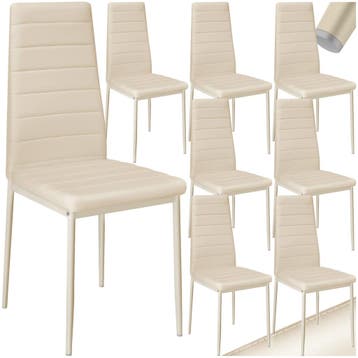 Eetkamerstoelen, kunstleer - beige, Set van 8, Verzenden, Nieuw