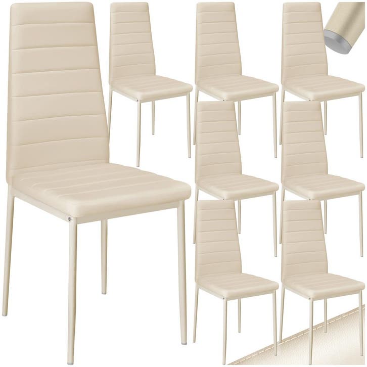 Eetkamerstoelen, kunstleer - beige, Set van 8, Huis en Inrichting, Stoelen, Verzenden