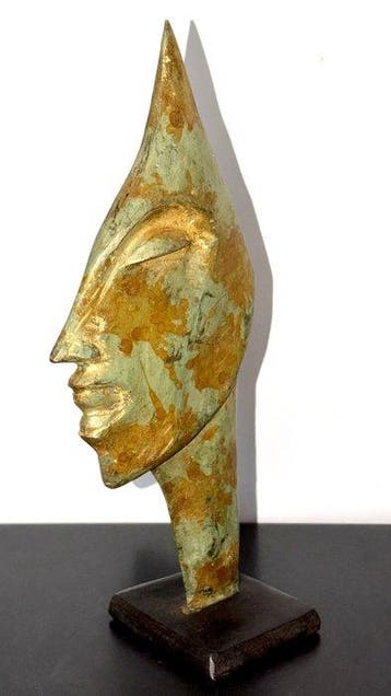 Derme Abdoulaye - sculptuur, Visage intérieur - 28 cm -