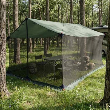 vidaXL Campingzeil met netwanden 340 x 260 x 220 cm Leger, Caravans en Kamperen, Verzenden, Nieuw
