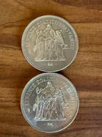 France. 50 Francs 1977 Hercule (lot de 2 monnaies en argent)