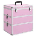 vidaXL Make-up koffer 37x24x40 cm aluminium roze, Bijoux, Sacs & Beauté, Trousses de toilette, Verzenden