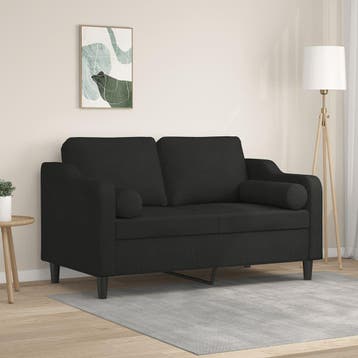 vidaXL Tweezitsbank met sierkussens 120 cm stof zwart, Verzenden, Nieuw