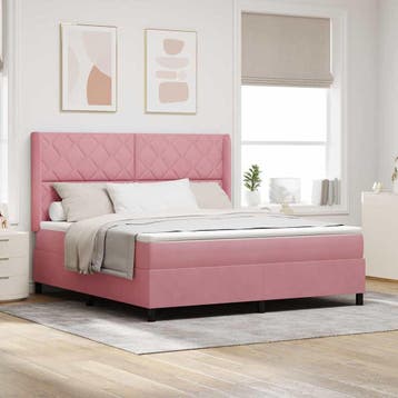 vidaXL Boxspring bed met hoofdeinde Roze 180 x 200 cm, Verzenden