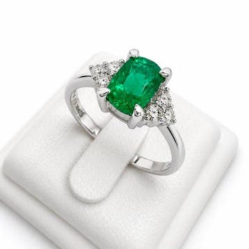 Ring 17,5k witgoud - 1.21ct. tw. Smaragd - Diamant - VIVD, Nieuw