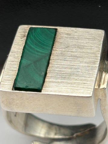 Argent - Bague - malachite
