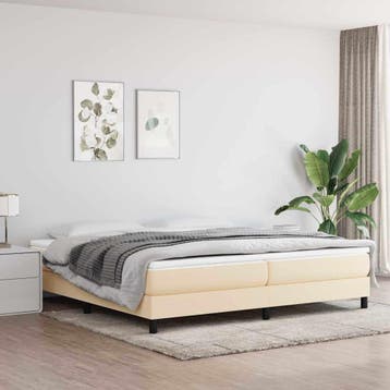 vidaXL Boxspring bed stof crèmekleurig 200x200 cm, Verzenden