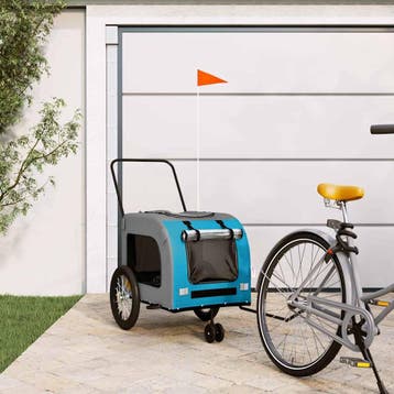 vidaXL Hondenfietstrailer oxford stof en ijzer blauw en, Verzenden
