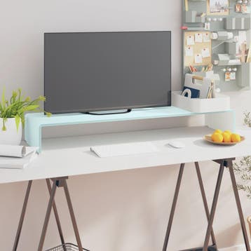 vidaXL TV-meubel/monitorverhoger 100x30x13 cm glas groen, Verzenden, Nieuw