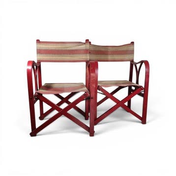 Klapstoel - Canvas, Beuken - Paar inklapbare tuinstoelen van
