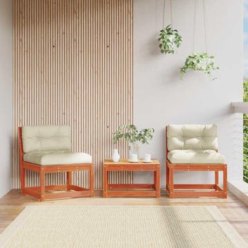 vidaXL Tuinbanken met kussens 2 st massief grenenhout, Tuin en Terras, Verzenden, Nieuw