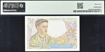 Frankrijk. - 5 Francs - 1943 - PMG 64 - Pick 98a (Zonder