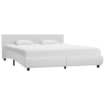 vidaXL Bedframe met LED kunstleer wit 160x200 cm, Verzenden, Nieuw