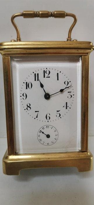 Rijtuigklok, Wekker - Messing-glas - Staal - 1850-1900, Antiek en Kunst