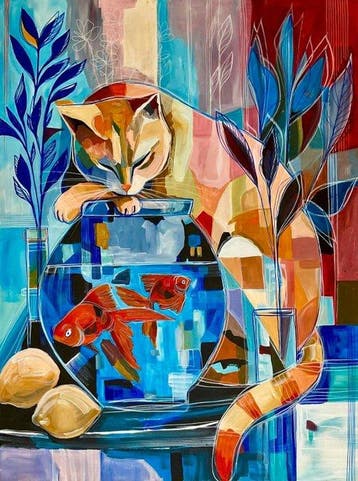 Kiri Aguilera (1982) XL 120 x 90 cm - Acecho en Tonos Azules