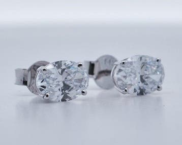 Zonder minimumprijs - Oorbellen - 14 karaat Witgoud -, Handtassen en Accessoires, Nieuw