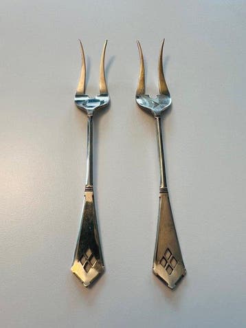 J.A.A. Gerritsen - Vork (2) - .835 zilver - Twee art-deco, Antiek en Kunst