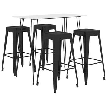 vidaXL 5-delige Barset wit en zwart, Verzenden