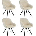 tectake Draaibare fluwelen stoel Snug, gestoffeerd - crème,, Verzenden, Nieuw