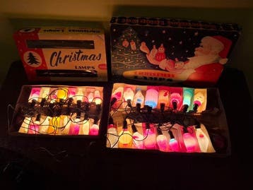 Kerstdecoratie (2) - Glas, Plastic, Koper - vintage