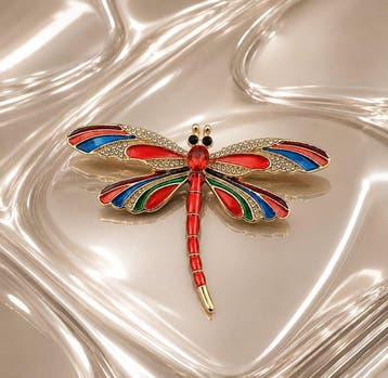 grote libellebroches met Swarovski-kristallen – goudkleurig