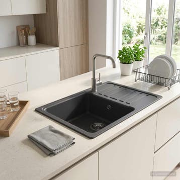 vidaXL Keukenspoelbak met afdruipplaat Graniet 57,5 x 46 x, Verzenden