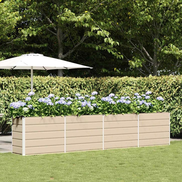 vidaXL Plantenbak Ivoor 385 x 50 x 75 cm Gegevens staal, Tuin en Terras, Bloempotten, Nieuw, Verzenden